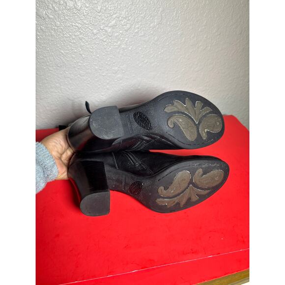 Born Crown Chyler Harnes Black Leather Heed Ankle Booties Size 9 - Picture 5 of 12